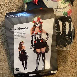 Music Legs - Mrs. Muerte Ladies Day of the Dead costume. Size: M/L